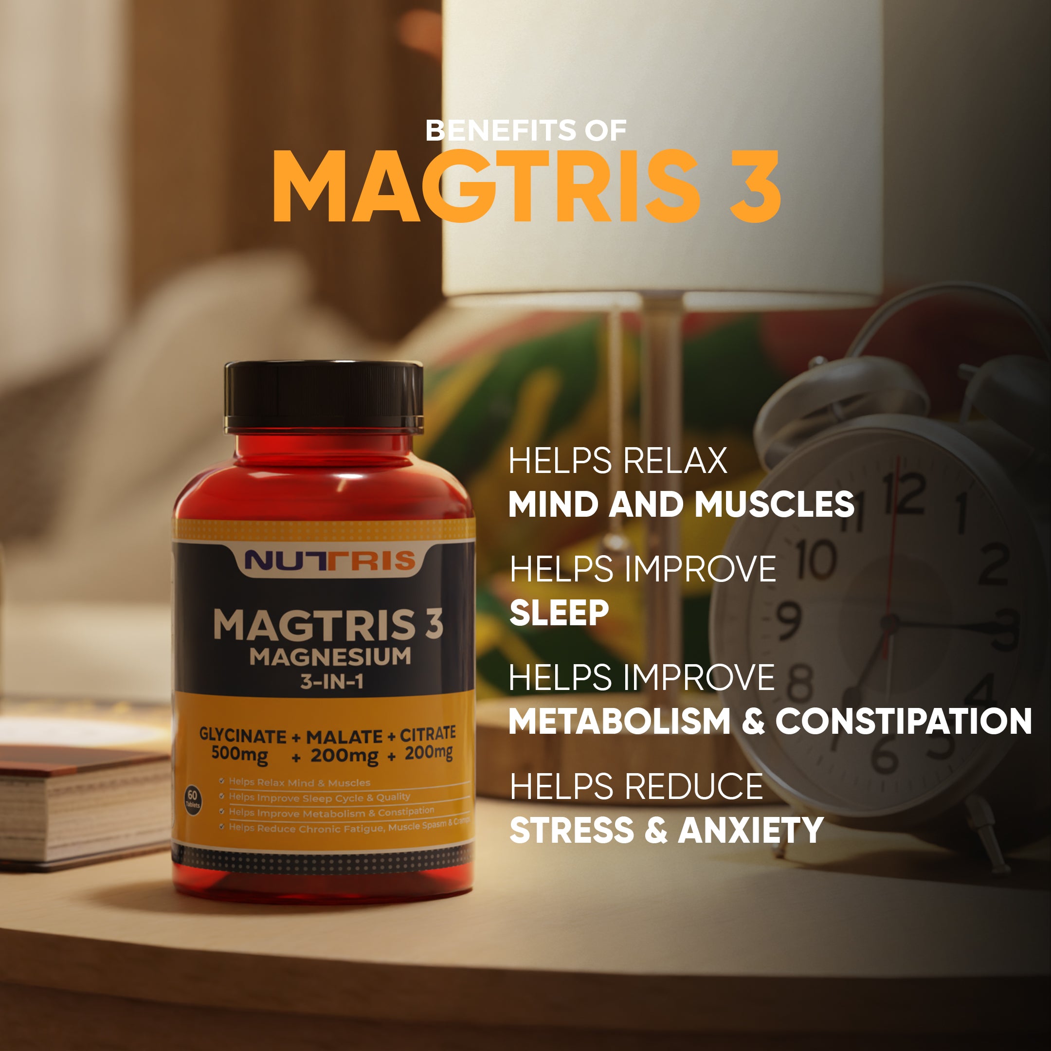 Magtris-3 (Magnesium Glycinate, Citrate & Malate Complex)